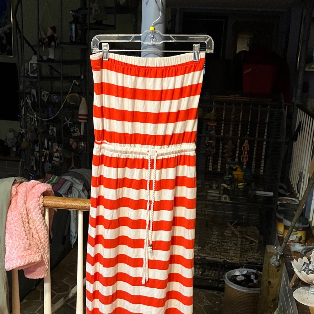 GAP Strapless Dress in Red and White Stripes